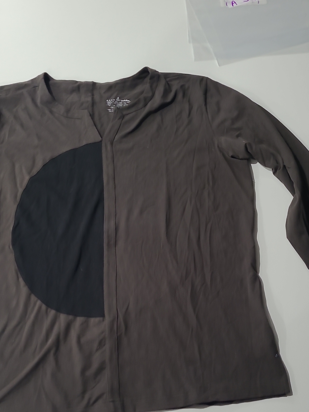 neon buddha Brown Tunic Top with Black Semi-Circle